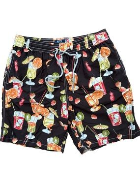 Vilebrequin Brown Cocktails Swim Shorts Beach Trunks Drawstrings Men’s Size XXL